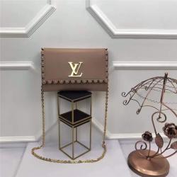 Louis Vuitton LV代购官网女包LOUISE中号手袋全皮花边铆钉链条包M54584