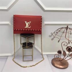 Louis Vuitton LV代购官网女包LOUISE中号手袋全皮花边铆钉链条包M54584