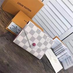 Louis Vuitton LV官网原单女士短款钱包棋盘格白格豆豆Victorine钱夹M58114