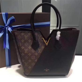 Louis Vuitton LV香港官网女包老花配牛皮拼色KIMONO 购物袋手提包M40460