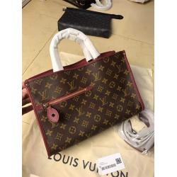 Louis Vuitton LV香港官网女包老花拼色缝边POPINCOURT小号手袋M43462