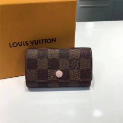 Louis Vuitton LV香港官网女士短款钱包棋盘咖啡格Damier帆布制钥匙包N41624