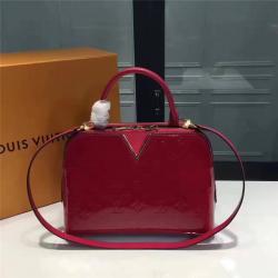 Louis Vuitton LV官网女包漆皮压花MELROSE手袋手提单肩贝壳包M42694紫红色