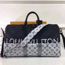 Louis Vuitton LV官网原单男包新款黑白老花拼色KEEPALL 45限量版旅行袋（配肩带）M41418