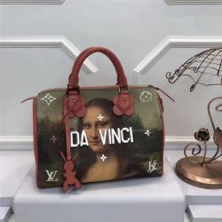 Louis Vuitton LV中文版官网女包MASTERS大师系列达芬奇SPEEDY 30手袋枕头包M43372美人粉