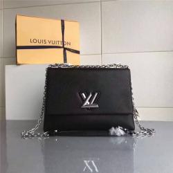 Louis Vuitton LV香港中文官网女包水波纹TWIST大号手袋单肩链条包M54648黑色