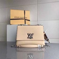 Louis Vuitton LV香港中文官网女包水波纹TWIST大号手袋单肩链条包M54648杏色