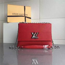 Louis Vuitton LV香港中文官网女包水波纹TWIST大号手袋单肩链条包M54648红色