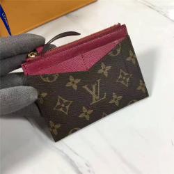Louis Vuitton LV中文官网女士钱包老花PORTE CARTE ZIPPE卡片夹M62257紫红色