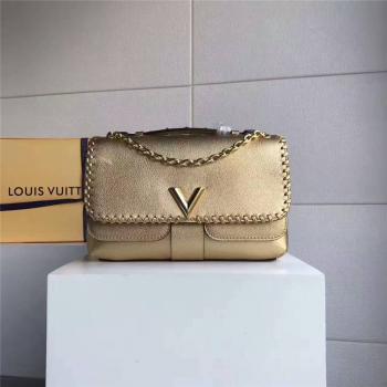 Louis Vuitton LV官网女包Cuir Plume配Cuir Ecume皮VERY CHAIN手袋M43201金色