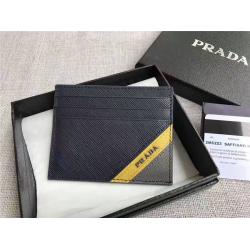 Prada/普拉达中文官网男士钱包嵌花装饰Saffiano皮革信用卡夹2MC223黄色