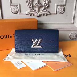 Louis Vuitton LV香港官网女士长款钱包Epi水波纹皮革TWIST钱夹M64401墨蓝色