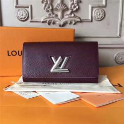Louis Vuitton LV香港官网女士长款钱包Epi水波纹皮革TWIST钱夹M64325李子紫