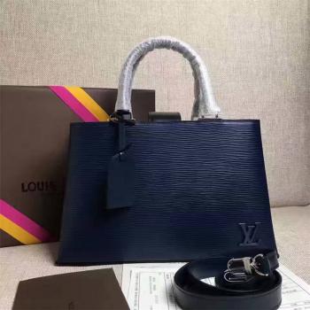 Louis Vuitton LV香港中文版官网女包Epi水波纹牛皮KLEBER小号手袋单肩包M51334/M51333/M51347深蓝色