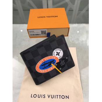 Louis Vuitton LV中文官网旗舰店男士短款钱包2017丝印League系列MULTIPLE对折钱夹N64439