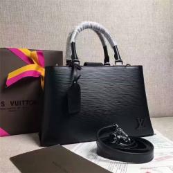 Louis Vuitton LV香港中文版官网女包Epi水波纹牛皮KLEBER小号手袋单肩包M51334黑色