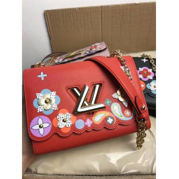 Louis Vuitton LV官网女包Monogram花卉图案TWIST中号手袋M54858/M54859/M54857红色