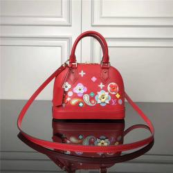 Louis Vuitton LV中文官网女包新款Epi皮革水波纹花卉ALMA BB手袋贝壳包M53513红色