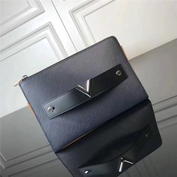 Louis Vuitton LV官网原单女士手拿包Epi水波纹POCHETTE ESSENTIAL V手袋M62092深蓝色