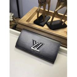 Louis Vuitton LV官网原单女士长款钱包金属色Epi水波纹TWIST钱夹M62052