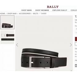 BALLY/巴利原版男士皮带拼接帆布条纹牛皮TAMER 3.4腰带黑色