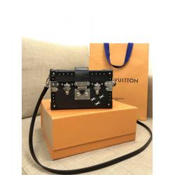 Louis Vuitton LV官网香港原单女包Epi水波纹PETITE MALLE手袋盒子包M50732黑色