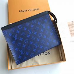 Louis Vuitton LV官网原单男士手拿包POCHETTE VOYAGE中号手袋M61692蓝色