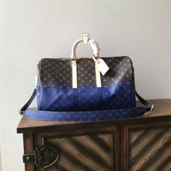 Louis Vuitton LV官网中文版原单男包Split系列拼色KEEPALL 50 旅行袋（配肩带）M43861
