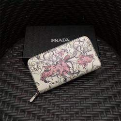 Prada/普拉达中文官网女士长款钱包印花兔子系列拉链钱夹1ML506