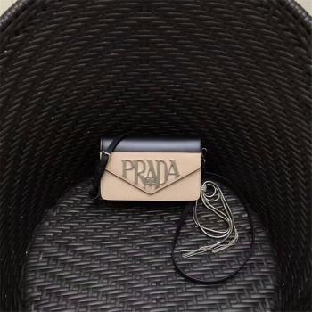 Prada/普拉达官网女包新款大金属字母LOGO拼色链条单肩包1BD101
