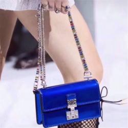 Dior/迪奥官网专柜女包新款彩色宝石限量Addict系列链条包蓝色