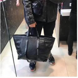 Balenciaga/巴黎世家中文官网男包油蜡皮LOGO HANDLES购物袋462971