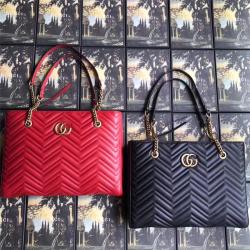 Gucci/古奇专柜官网女包新款GG Marmont系列绗缝中号购物袋524578