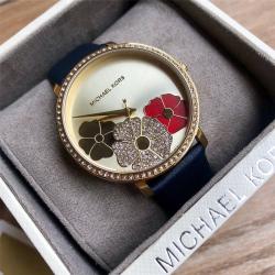 MK美国官网代购女表新款花瓣真皮表带石英腕表手表