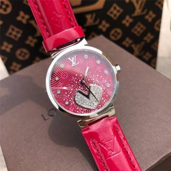 lv香港官方网站女士手表新款镶钻鳄鱼纹真皮表带石英腕表