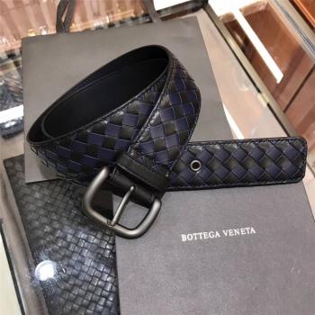 Bottega Veneta BV男士皮带新款紫黑拼色编织4.0CM腰带