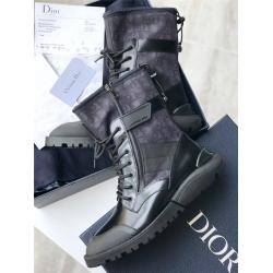 Dior/迪奥官网男靴走秀款3D印花真皮拼接老花高帮中筒短靴