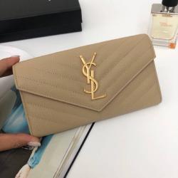 YSL圣罗兰中国官网长款钱包鱼子酱牛皮MONOGRAM 大号翻盖钱夹372264