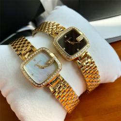 GUCCI上海古奇专卖店女士手表新款防水镶嵌钻石方形表盘钢带石英腕表