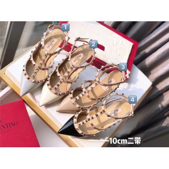 VALENTINO GARAVANI ROCKSTUD华伦天奴铆钉女鞋漆皮袢带高跟鞋10CM