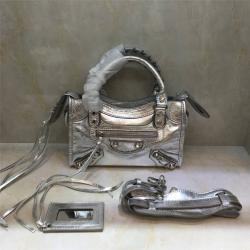 Balenciaga上海巴黎世家专卖店银色CLASSIC GOLD MINI小号CITY手袋机车包