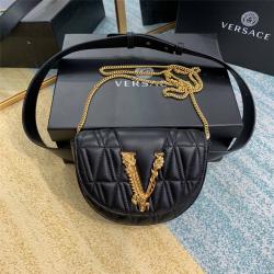 Versace中国官网范思哲专卖店女包新款真皮VIRTUS绗缝腰包链条包DNATR4