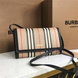 Burberry/巴宝莉香港官网标志性条纹环保帆布钱夹斜跨包80260041