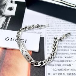 GUCCI古驰奢侈品打折网站肖战同款Ghost纯银链式手镯手链455321