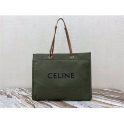 奢侈品celine赛琳CABAS印花织物和牛皮革正方形手袋购物袋192172