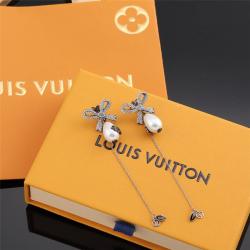 lv中国官方网新款蝴蝶结镶水钻珍珠对称长耳环