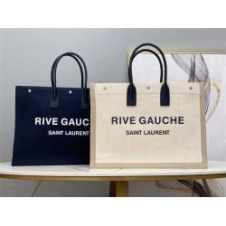 ysl官网女包圣罗兰RIVE GAUCHE 斜纹帆布托特包购物袋沙滩包509415