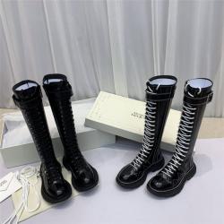 麦昆中国专卖店女靴新款系带长靴明星同款高筒骑士靴