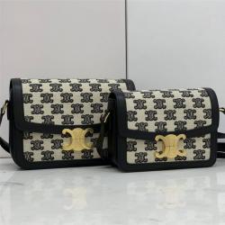 Celine/赛琳TEEN TRIOMPHE中号刺绣织物和牛皮革手袋188882/191242