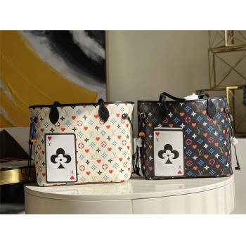 精仿LV NEVERFULL 中号手袋扑克三彩购物袋M57462/M57483